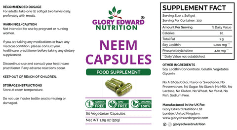Organic Neem Capsules - Glory Edward Nutrition