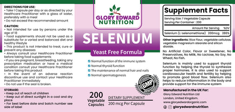 Glory Edward Selenium - 200mcg - 200 Vegetarian Capsules -