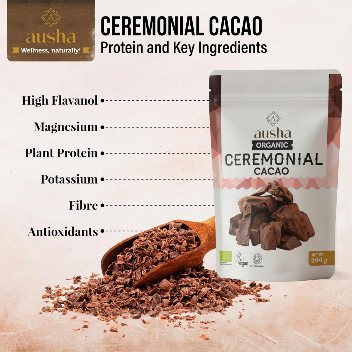 Ausha Organic Ceremonial Cacao (200g)