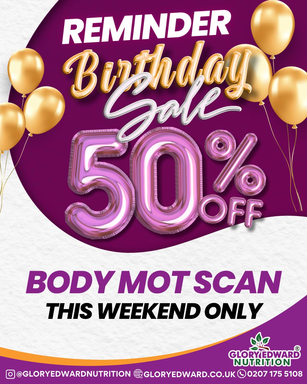 Discounted Birthday BODY MOT Health Scan & Consultation - 50% OFF