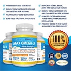 Max Omega 3 Fish Oil Pills – Triple Strength Fish Oil Supplement (2000 mg Total Omega 3 Fatty Acids: 600mg DHA + 800 mg EPA per Serving)MAX OMEGA