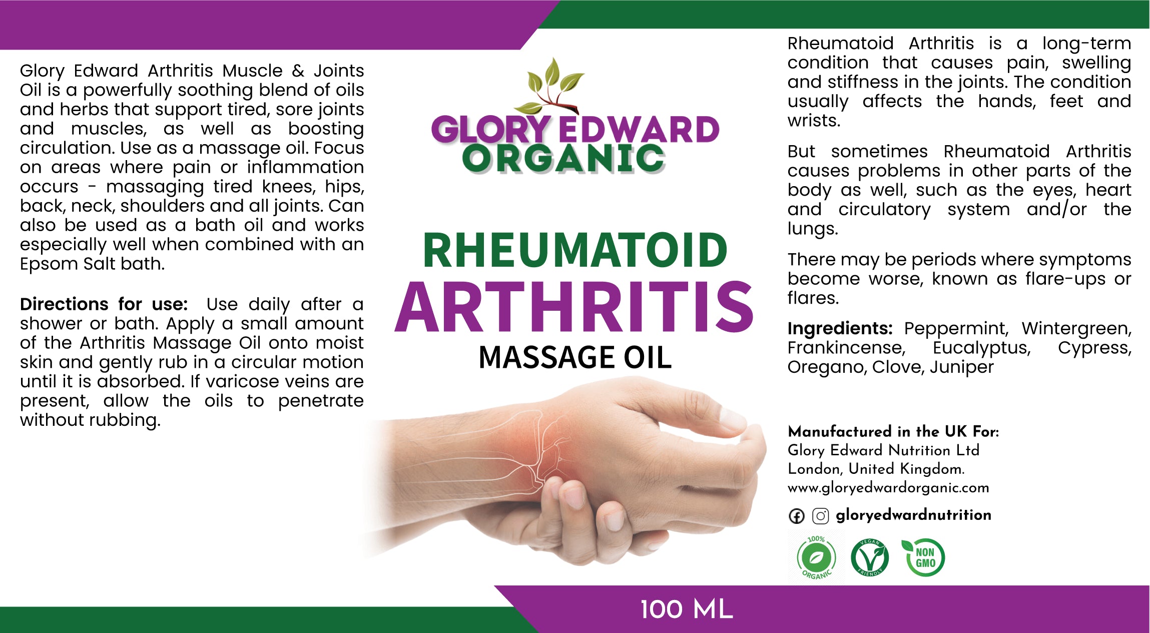 Glory Edward Rheumatoid Arthritis Massage Oil
