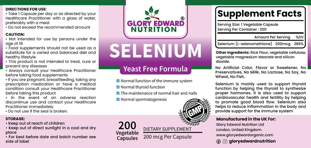 Glory Edward Selenium - 200mcg - 200 Vegetarian Capsules -