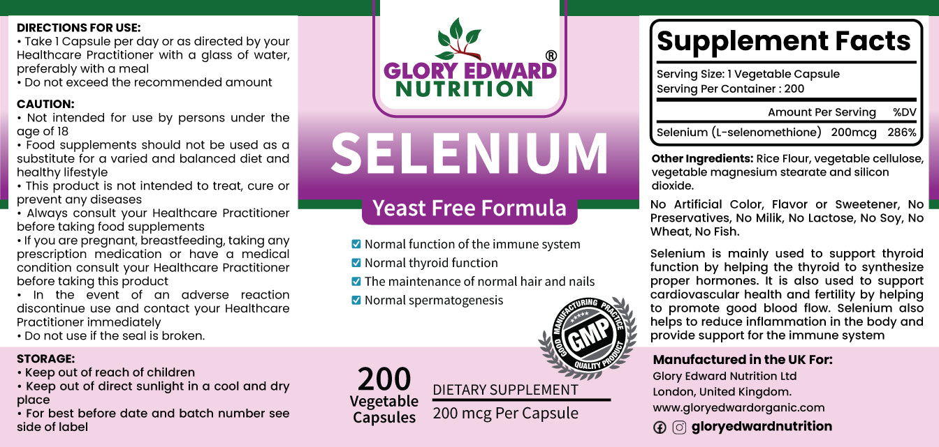 Glory Edward Selenium - 200mcg - 200 Vegetarian Capsules -