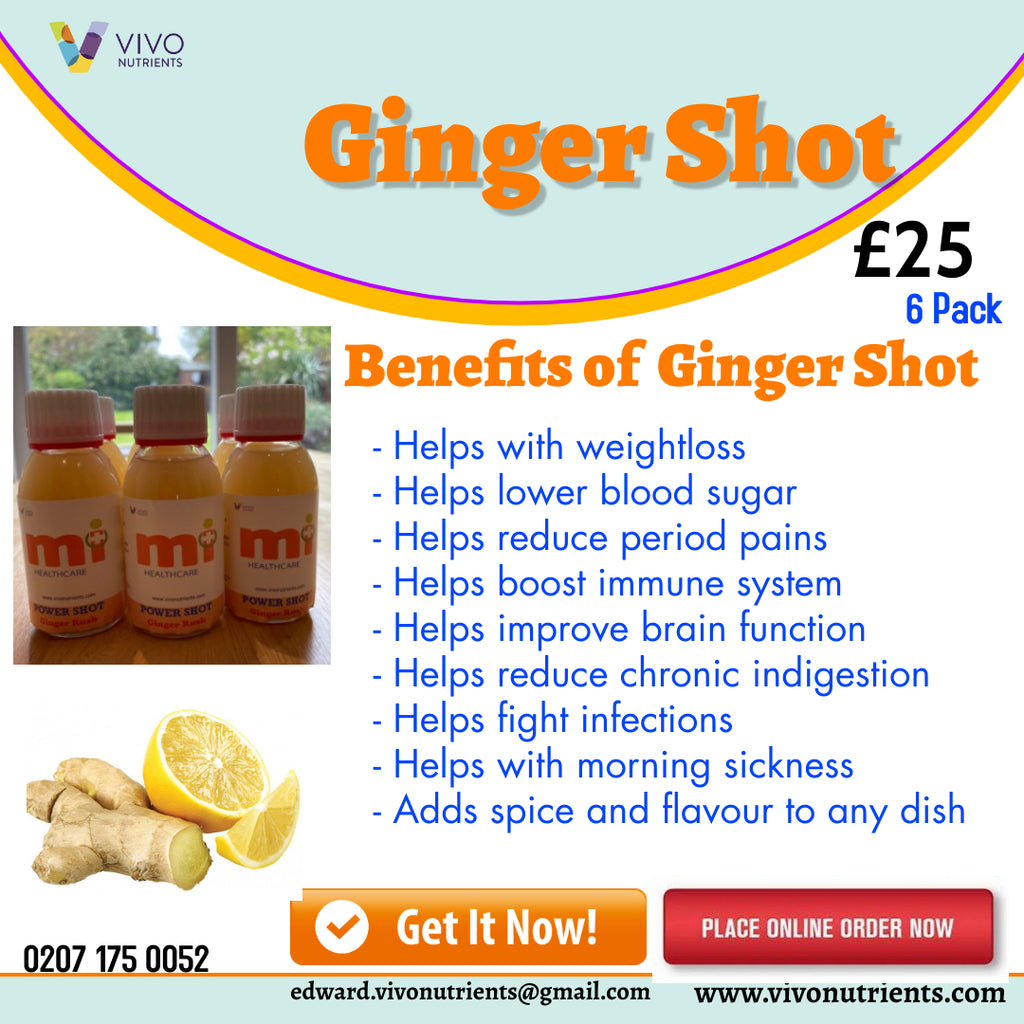 Gen Power R Shots POWER SHOTS Ginger Rush (6 x 100ml Pack) – Vivo Nutrients